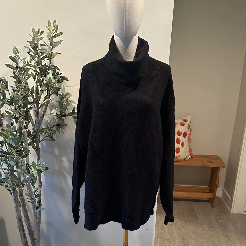 Free People Black Ribbed Softly Structured Tunic